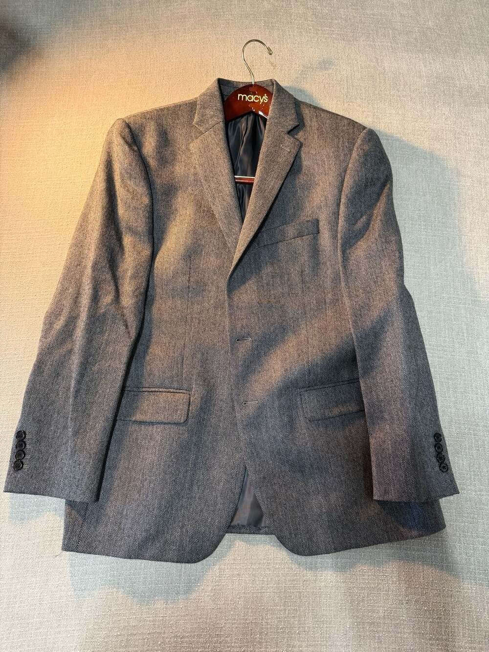 Ralph Lauren Made in Canada Men's 40R Gray Herringbone Wool Sport Coat Blazer